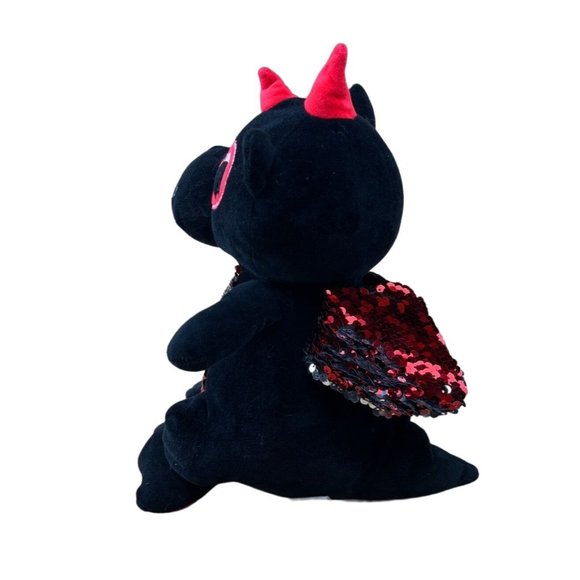 Fun Express Dragon Plush Sequin 14" Red Black Stuffed Animal Shiny - Picture 2 of 9